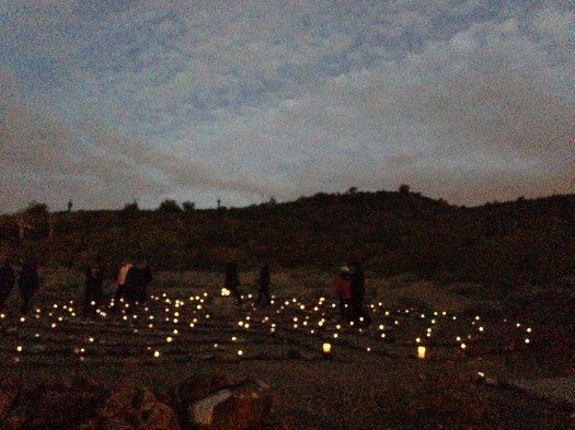 Moonlit labyrinth walk.
